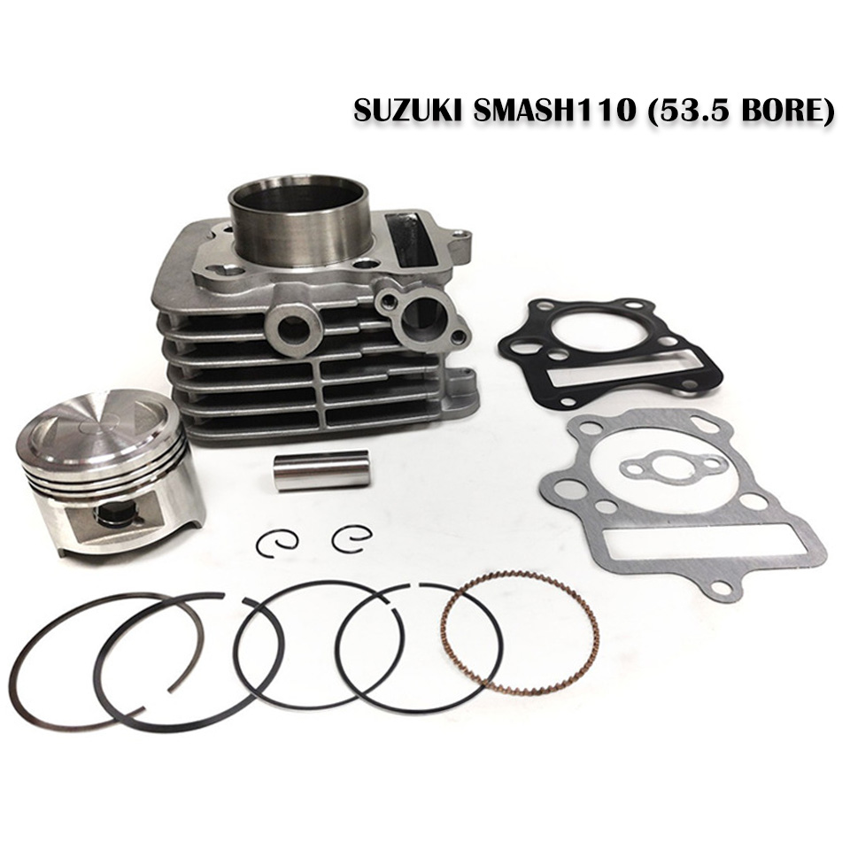 Motorcycle Piston - スズキFD110 Smash110用オートバイシリンダーブロック、ピストンリング、ガスケット（53.5mmボア、108cc）